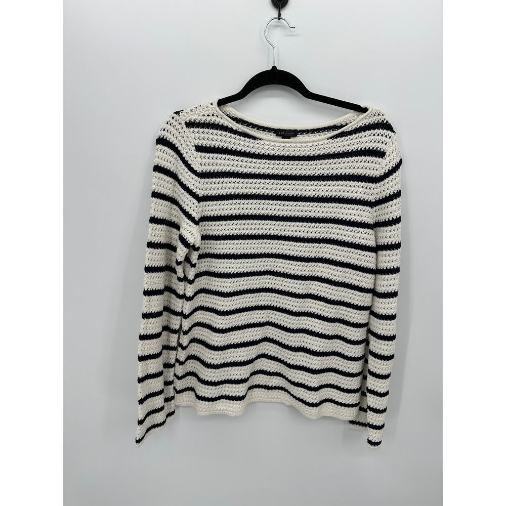 J. Jill Womens Cream Navy Striped Knit Sweater Sz‎ M NWT Coastal Nautical Casual